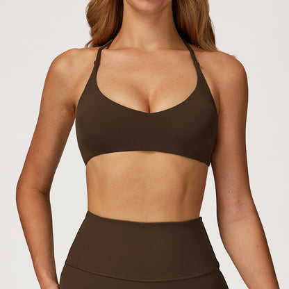 Spaghetti Straps Cross Back Sports Bra