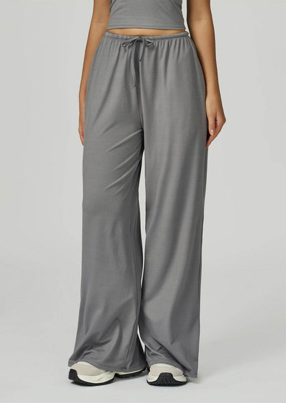 Athletic Wide Leg Lounge Pants with Drawstring and Pockets