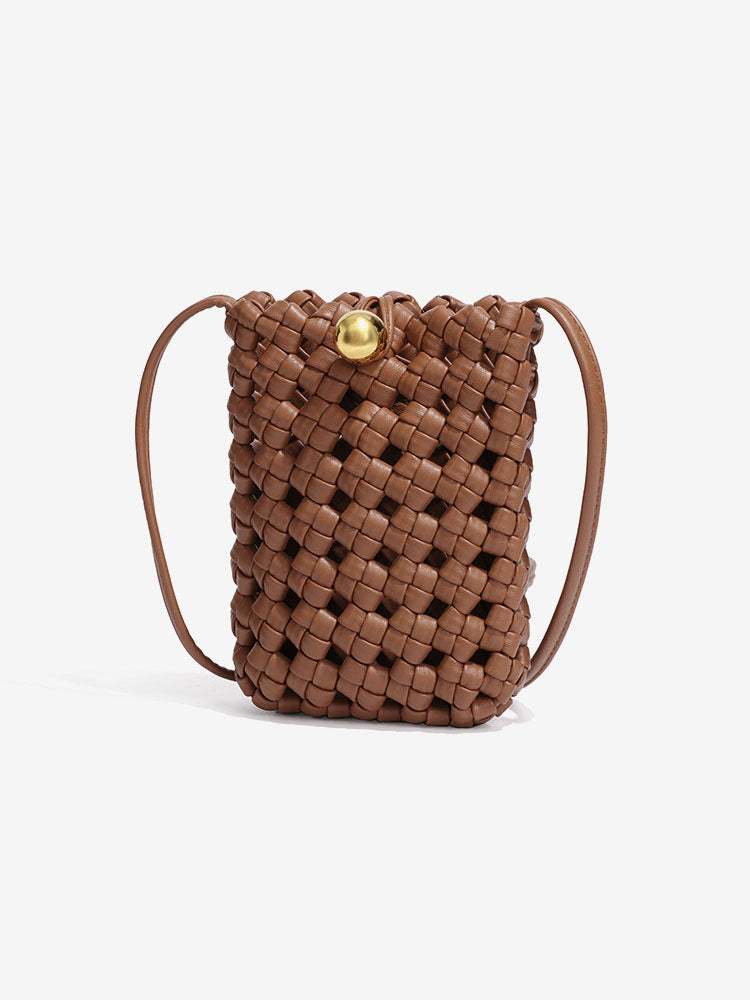 PU Leather Woven Mobile Phone Bag | Stylish Shoulder Crossbody Design