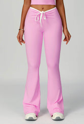 Color Block Flare Pants with Drawstring Waist