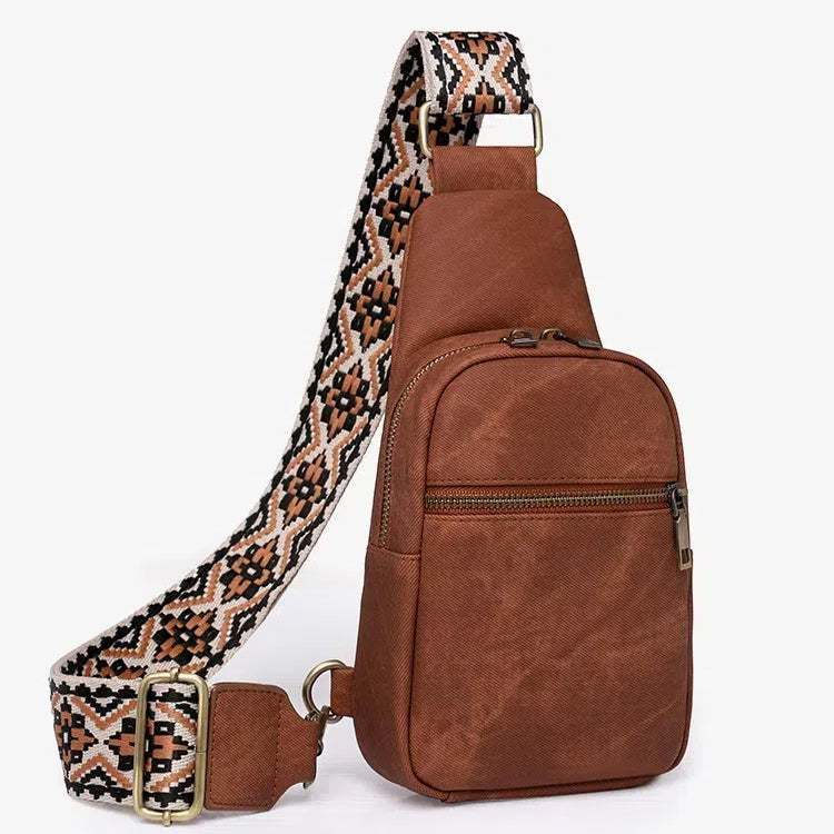 PU Leather Crossbody Bags with Print Strap | Stylish and Versatile