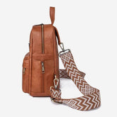 Retro Solid Color PU Leather Backpack