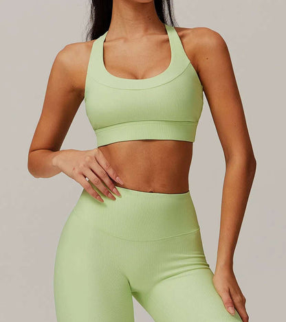 Ribbed Tight Backless Yoga Bra | Stylish and Supportive Activewear