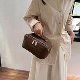 PU Leather Diamond Lattice Makeup Bag