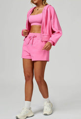 Sport Set with Long Sleeve Hoodie Jacket and Casual Short