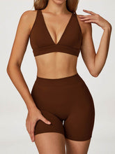 Activewear Set with Deep V-Neck Sports Bra and Short