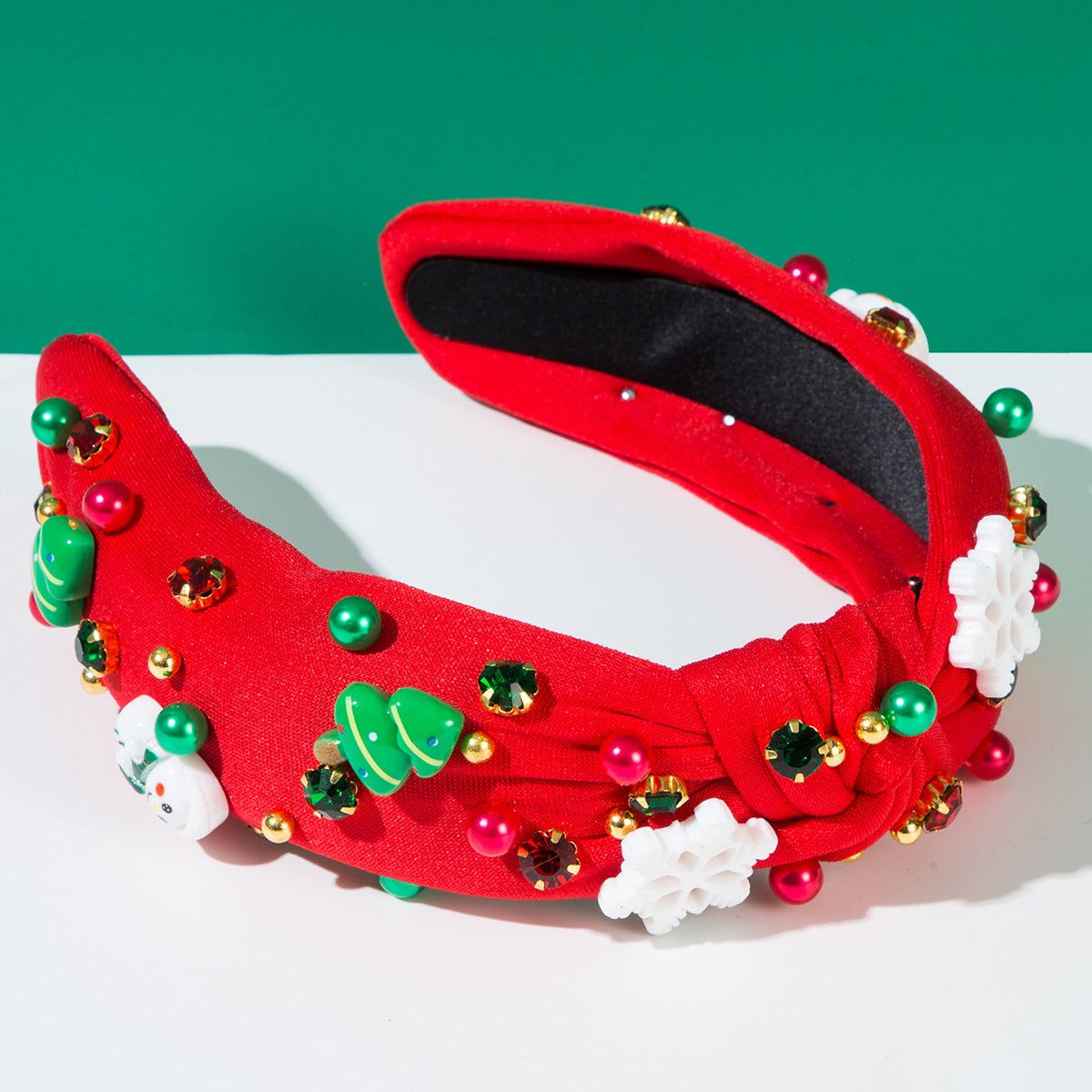 Christmas Jeweled Crystal Embellished Knotted Headband | Festive Look