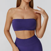 Strapless Bandeau Sport Bra Crop Sleeveless Yoga Tube Top