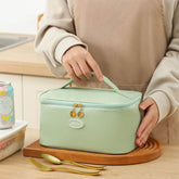 Portable PU Insulated Lunch Bag Double Layer Cooler Handbag