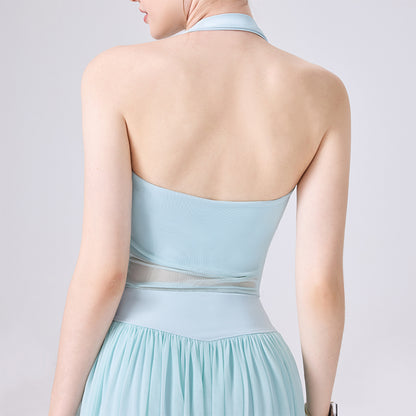 Halter Mesh Crop Tank Top Backless Slim Fit Sleeveless Shirt