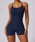 Scrunch Strappy One Piece Workout Short Jumpsuit