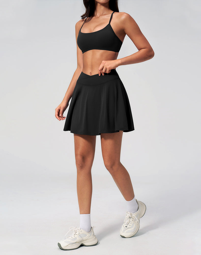 Activewear Set with Cross Back Sports Bra and Skirt