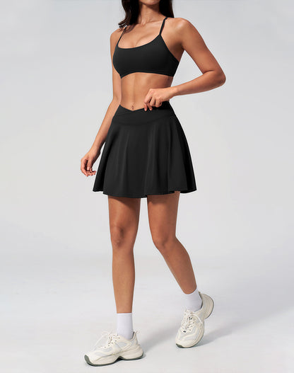 Activewear Set with Cross Back Sports Bra and Skirt