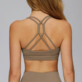 Cross Back Strappy Athletic Bras with Removable Pads