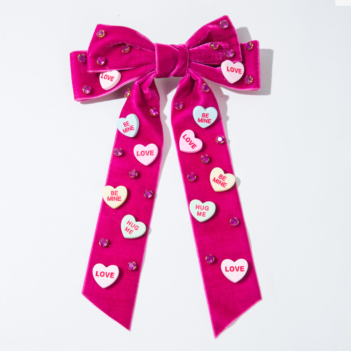 Sweet Bow Clips with Love Letter and Rhinestone for Valentine&