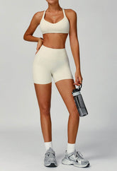 Activewear Set with X Shaped Back Sport Bra and Short