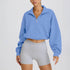 Half Zip Sweatshirt Long Sleeve Sports Crop Tops