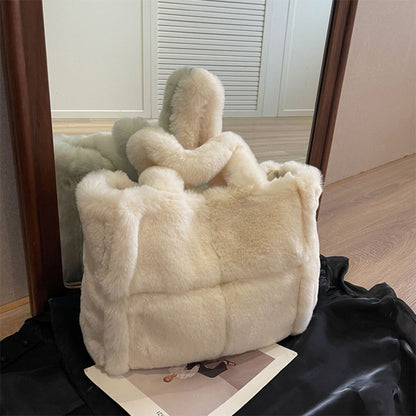 Winter Soft Plush Shoulder Handbag Bag Large Fluffy Tote Bag