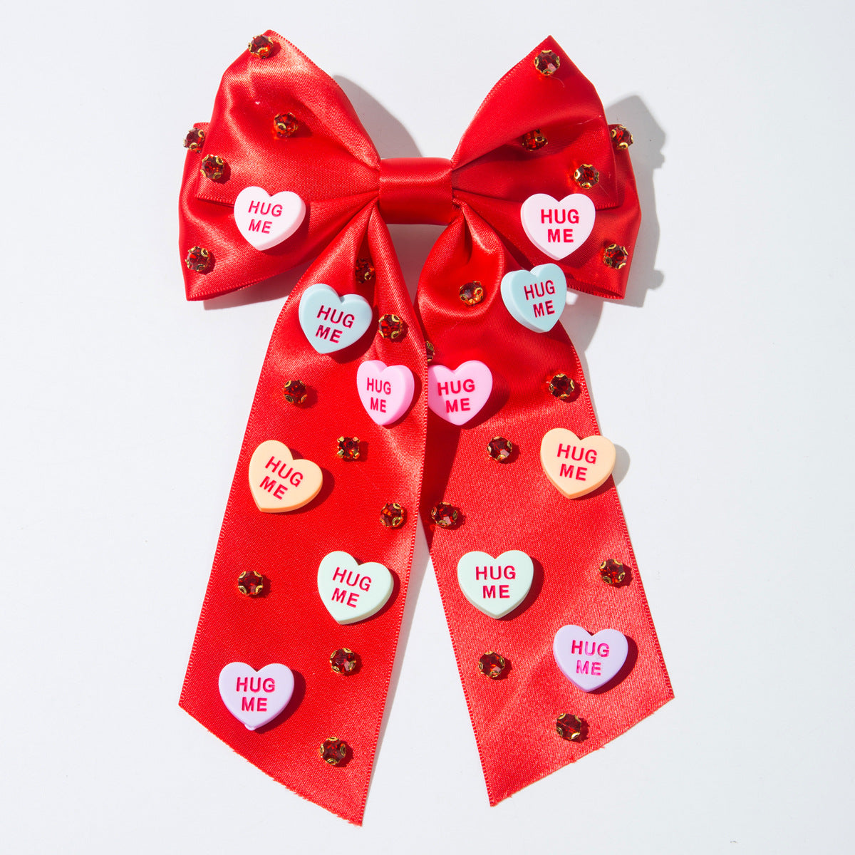 Bow Clips with Love Letter and Rhinestone for Valentine&