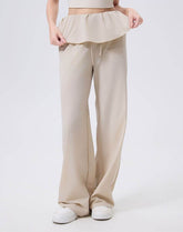 Ruffle Trim Wide Leg Casual Pants Sweatpants with Pockets
