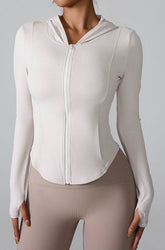Athletic Hooded Coat Zipper Yoga Long sleeve Jacket