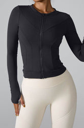 Slim Fit Workout Jacket Full Zip Long Sleeve Athletic Coat