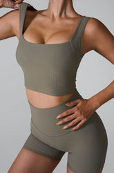 Sleeveless Square Neck Workout Yoga Training Crop Tank Top