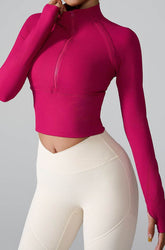 Long Sleeve Half zip Yoga Tops Athletic Slim Fit Sweatshirt