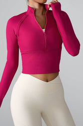 Long Sleeve Half zip Yoga Tops Athletic Slim Fit Sweatshirt