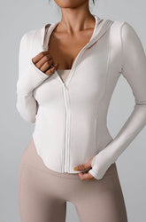 Athletic Hooded Coat Zipper Yoga Long sleeve Jacket