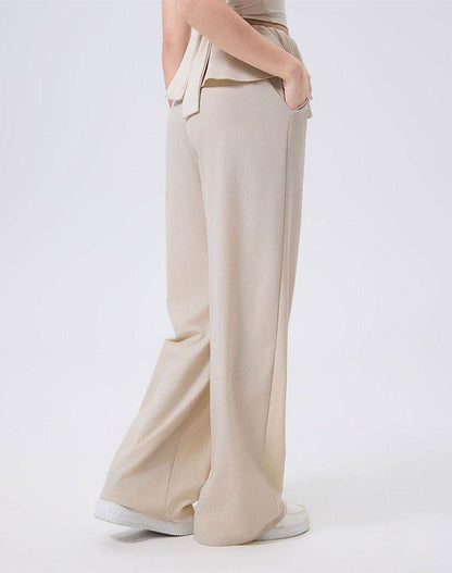 Ruffle Trim Wide Leg Casual Pants Sweatpants with Pockets
