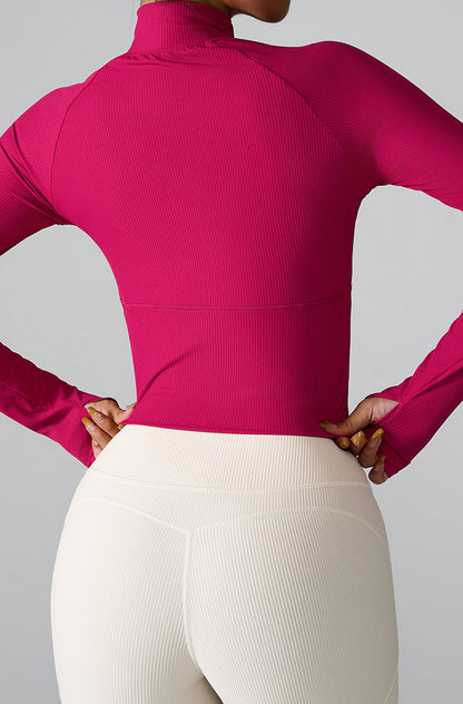 Long Sleeve Half zip Yoga Tops Athletic Slim Fit Sweatshirt