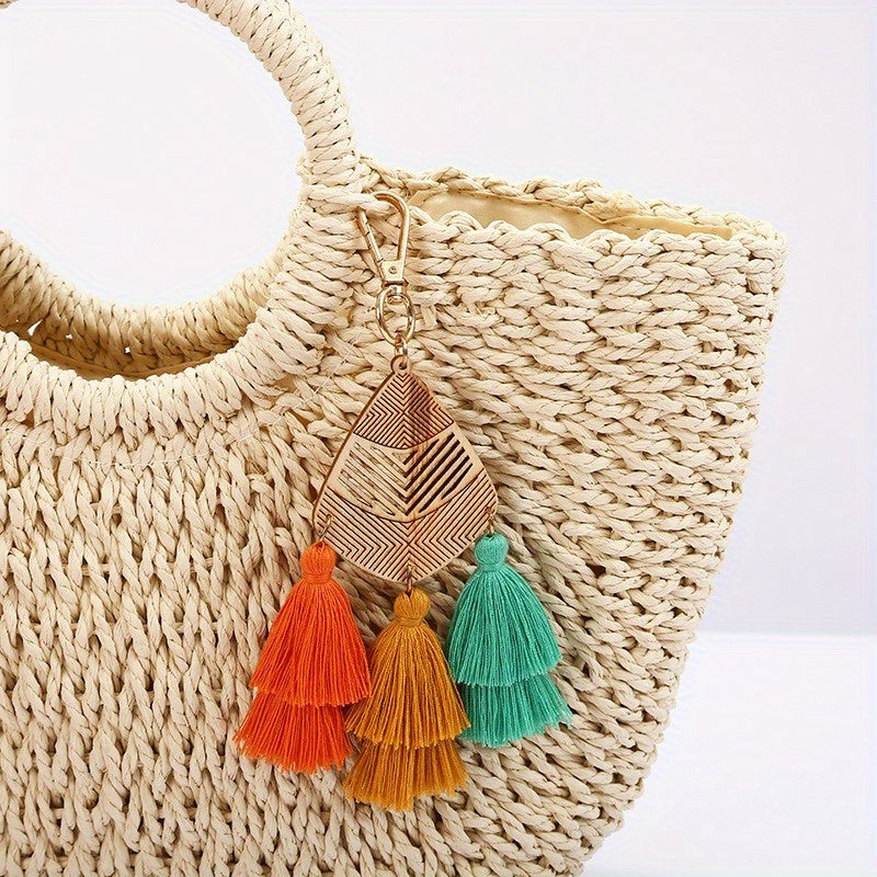 Boho Style Polyester Tassel Handbag Charm