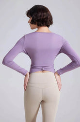 Cross Button Slim Yoga Long Sleeve T-Shirt