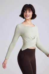 Cross Button Slim Yoga Long Sleeve T-Shirt