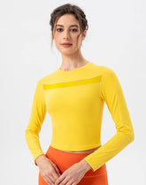 Mesh Splicing Workout Tops Long Sleeve Athletic T-Shirts