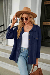 Casual Long Sleeve Button Down Shirt Coat