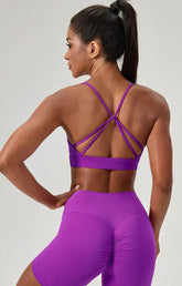 Cross Spaghetti Straps Sports Bra with Chest Pad