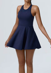 Racerback Tennis Dress with Shorts and Pockets