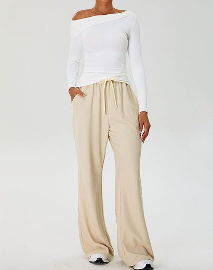 Activewear Set with Asymmetrical Shoulder Top and Sweatpant