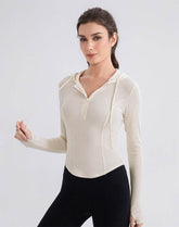 Cropped Zip Up Hoodie Long Sleeve Slim Crop Tops