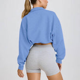 Half Zip Sweatshirt Long Sleeve Sports Crop Tops