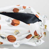 Sports Style Ball Twisted Headbands With Studded Beads and Diamonds