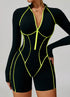 Three Dimensional Line Sports Backless Short Jumpsuit