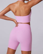 Halter Sports Tank Crop Tops with Removable Bra Pad
