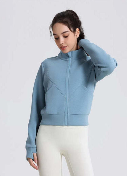 Windproof Collar Yoga Jacket With Zipper