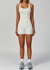 Ribbed Activewear Set with Sports Tank Top and Short