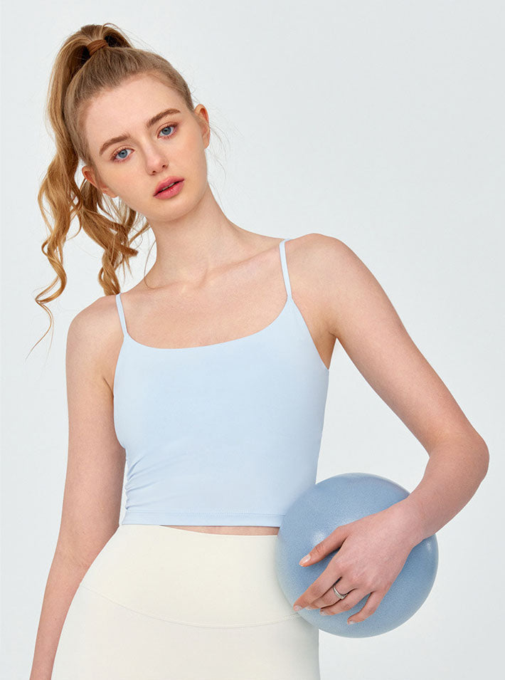 Twist Back Spaghetti Straps Sports Tank Top