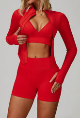 3 Pieces Activewear Set with Bra, Jacket and Short