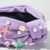 Ocean Knotted Headband with Pearl Rhinestone Starfish Shark Shell